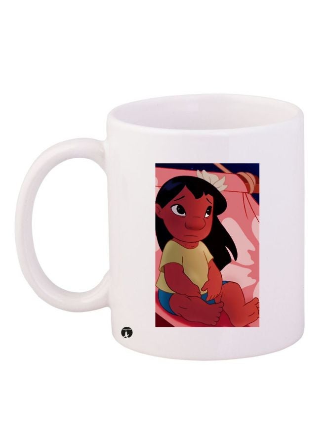 RYN Cartoon Characters Printed Coffee Mug White/Pink/Green 11ounce