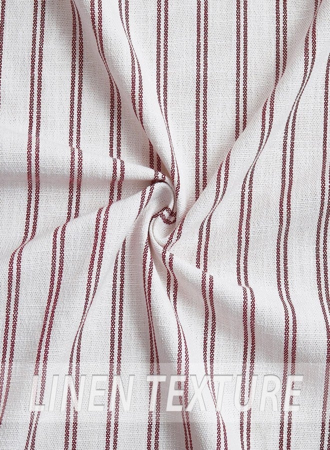 Randall Xmas Red Striped Printed Semi-Sheer Curtains Framhouse Linen Blend Yarn Dyed Heavy Window Treatment Drapes for Living Room/Bedroom, Light Filtering Modern Grommet Curtains,2 Panels, 40"x95"x2 - Image 4