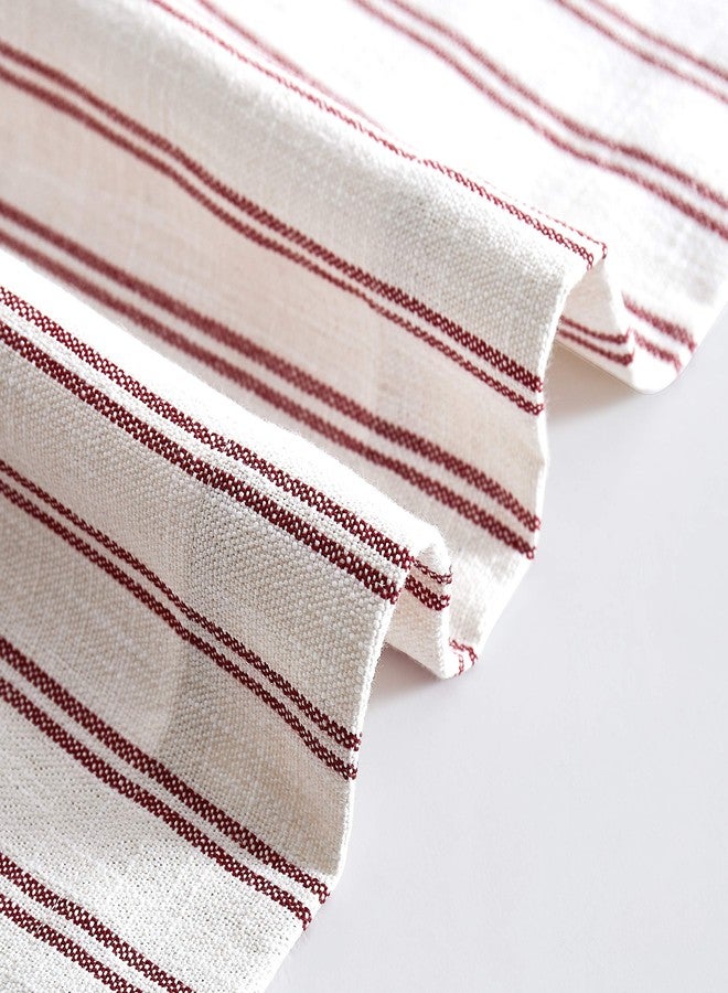 Randall Xmas Red Striped Printed Semi-Sheer Curtains Framhouse Linen Blend Yarn Dyed Heavy Window Treatment Drapes for Living Room/Bedroom, Light Filtering Modern Grommet Curtains,2 Panels, 40"x95"x2 - Image 2
