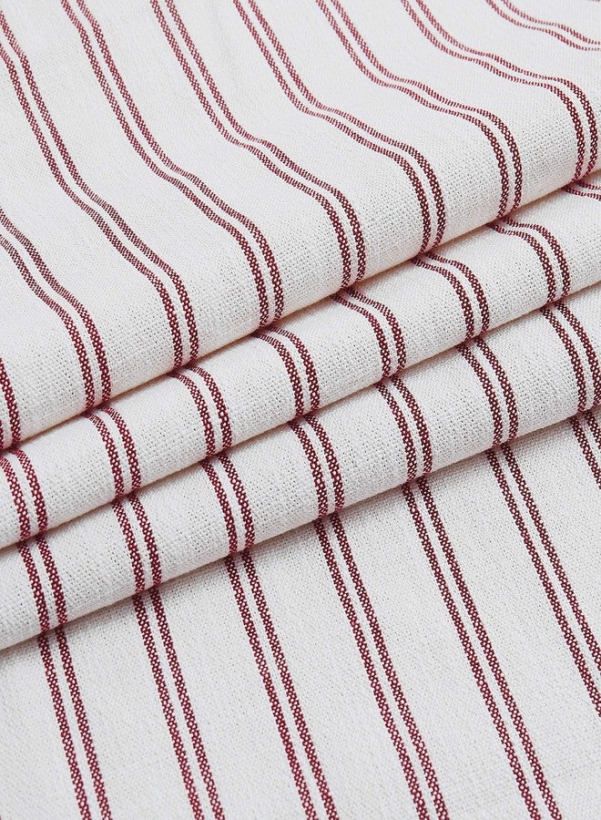 Randall Xmas Red Striped Printed Semi-Sheer Curtains Framhouse Linen Blend Yarn Dyed Heavy Window Treatment Drapes for Living Room/Bedroom, Light Filtering Modern Grommet Curtains,2 Panels, 40"x95"x2 - Image 3