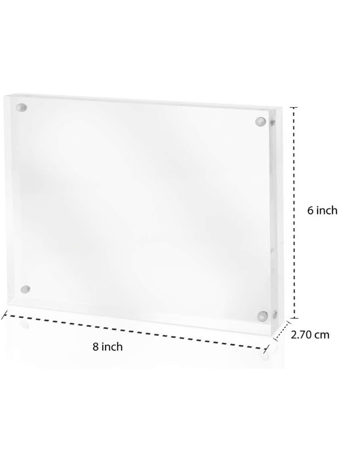 Isaac Jacobs Isaac Jacobs 6 x 8 Super Thick 28MM Thickness Clear Acrylic Magnetic Block Picture Frame DoubleSided Frameless Freestanding Floating Photos for Desktop  Tabletop Display 6x8  - Image 2