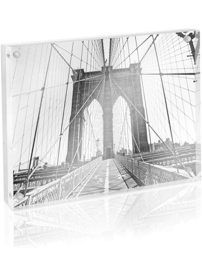 Isaac Jacobs Isaac Jacobs 6 x 8 Super Thick 28MM Thickness Clear Acrylic Magnetic Block Picture Frame DoubleSided Frameless Freestanding Floating Photos for Desktop  Tabletop Display 6x8  - Image 4