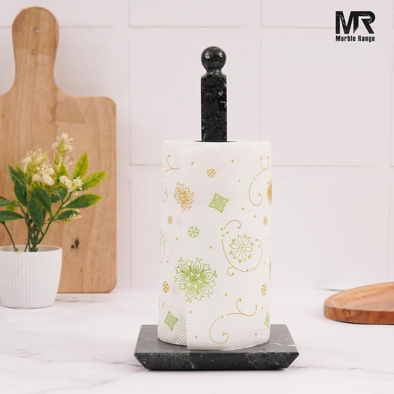 MARBLE RANGE Marble Paper Towel Holder 12.5" Black Handmade – Ideal for Kitchen Countertop, Bathroom, and Toilet Paper Stand. - Image 3