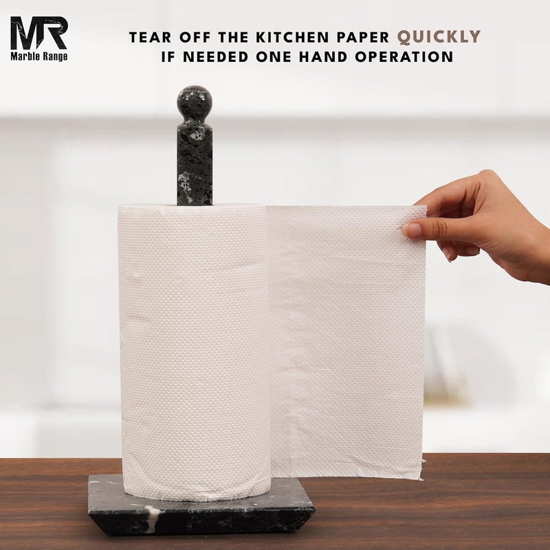 MARBLE RANGE Marble Paper Towel Holder 12.5" Black Handmade – Ideal for Kitchen Countertop, Bathroom, and Toilet Paper Stand. - Image 5