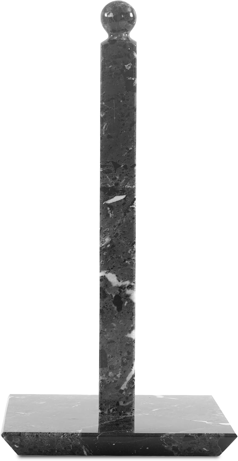 MARBLE RANGE Marble Paper Towel Holder 12.5" Black Handmade – Ideal for Kitchen Countertop, Bathroom, and Toilet Paper Stand. - Image 1