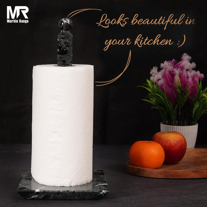 MARBLE RANGE Marble Paper Towel Holder 12.5" Black Handmade – Ideal for Kitchen Countertop, Bathroom, and Toilet Paper Stand. - Image 2