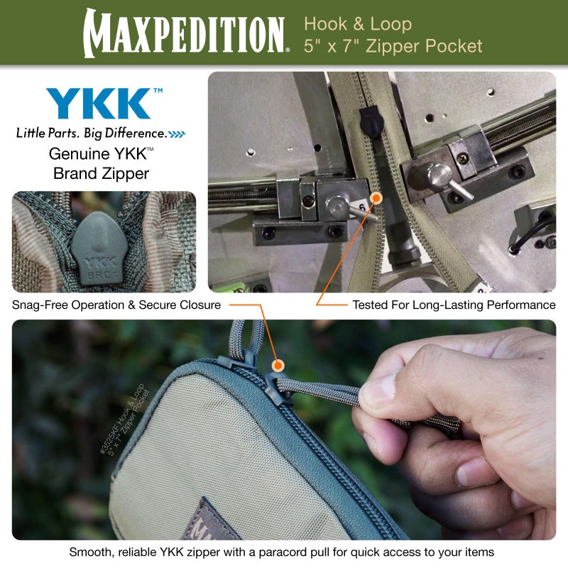 Maxpedition Hook-and-Loop 5-Inch x 7-Inch Zipper Pocket (Khaki-Foliage) - Image 4