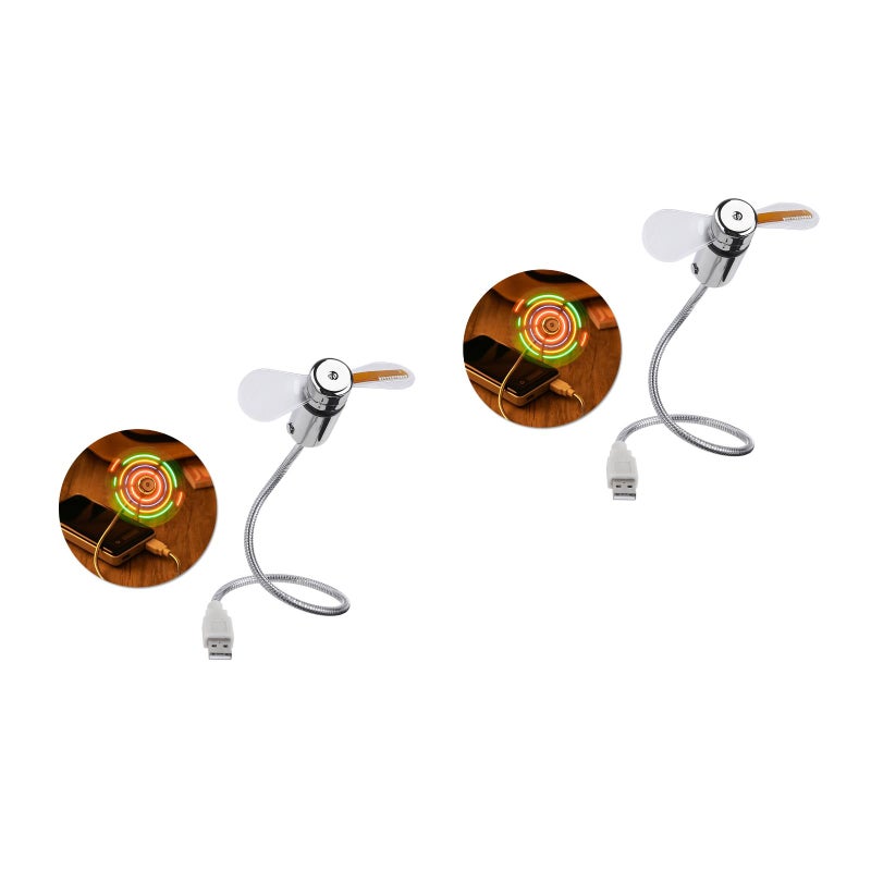 2pcs Mini USB Fan with 64 Colorful Patterns Circular Display ( ) - Image 1