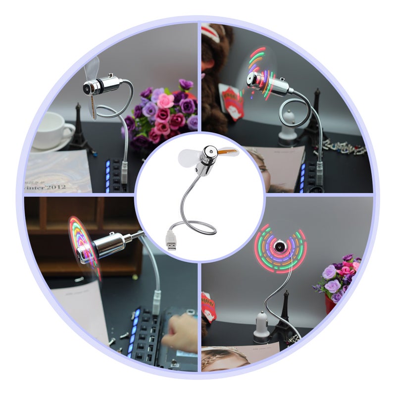 2pcs Mini USB Fan with 64 Colorful Patterns Circular Display ( ) - Image 5