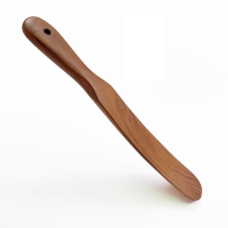 FAAY Handmade Teak Spurtle for Sourdough Starter â€“ Wooden Stirring Stick & Mixing Tool for Deep Jars | Nonstick-Safe, Finished with Coconut Cooking Oil, Crafted in Thailand - Image 1