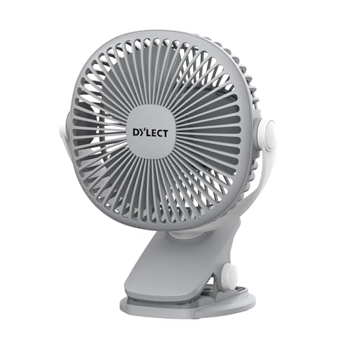 Dylect® Briza Clip Mate Rechargeable Fan | 2000mAh Battery | 8H Runtime | TruSilent BLDC Motor | 3-Speed | 360° Rotation | MICRO-B | Clip & Wall-Mount Fan | Home/Office/Travel | Steel Grey - Image 1