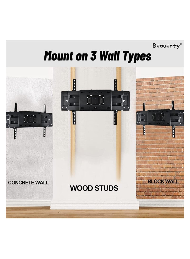 Full Motion TV Wall Mount, Dual Swivel Articulating Arms TV Mount, TV Wall Mount with Extension Tilt Rotation for 32-80 Inch TV, Max VESA 600x400mm, Holds Up to 60kg - Image 5