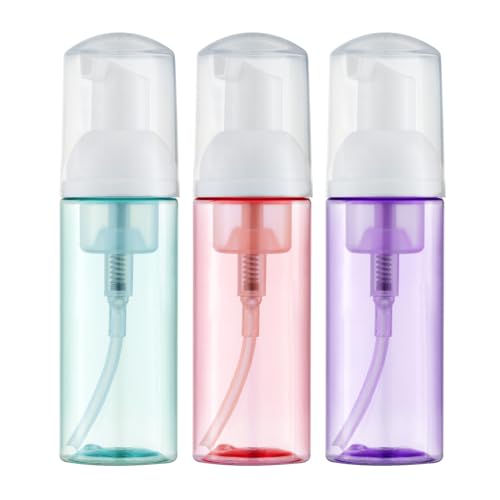 Tekson Soap Foam Bottle 60ml 2 fl oz Empty Travel Foaming Lash Shampoo for Cleanser Dispenser Green Pink Purple - Image 1