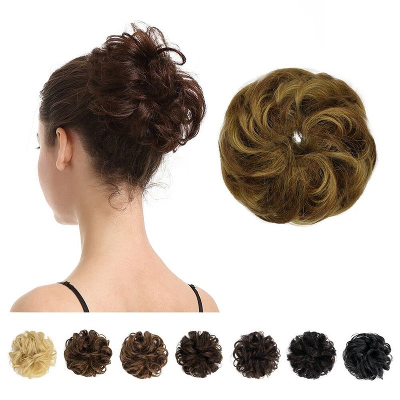 BARSDAR 100 Human Hair Messy Bun Extension  Real Hair Bun Extensions in Brown and Blonde Mix