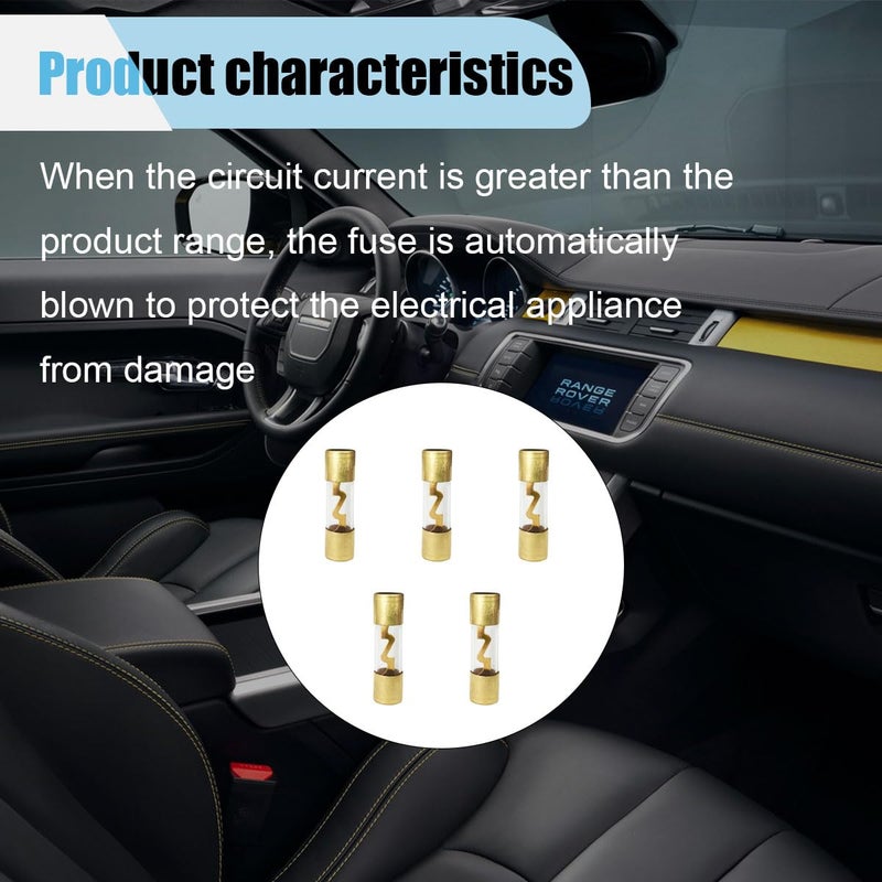 BDZMC 40A AGU Fuse Gold Plated Glass Inline Car Audio, 5Pack Glass Fuse for Car/Auto/Marine Audio Stereo Amplifier Power Protection, Audio Stereo Sytem Fuse (40A) - Image 3