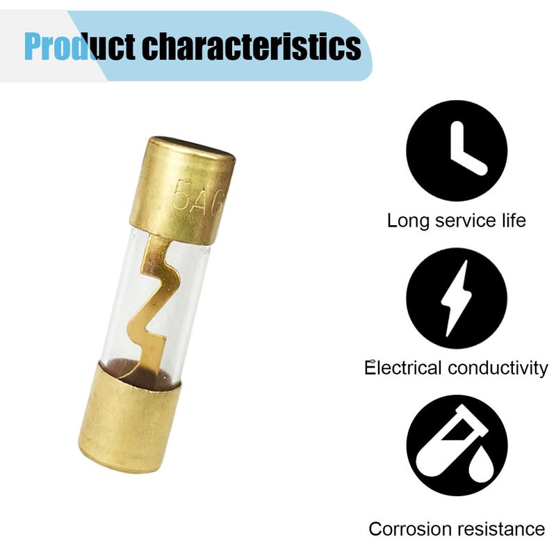 BDZMC 40A AGU Fuse Gold Plated Glass Inline Car Audio, 5Pack Glass Fuse for Car/Auto/Marine Audio Stereo Amplifier Power Protection, Audio Stereo Sytem Fuse (40A) - Image 4