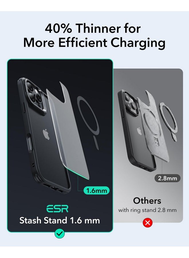 ESR ESR for iPhone 16 Pro Max Case, Compatible with MagSafe, Military-Grade Protective Case, Built-in Stash Stand Phone Case, Scratch-Resistant Back Cover, Classic Series, Frosted Black  - Image 5