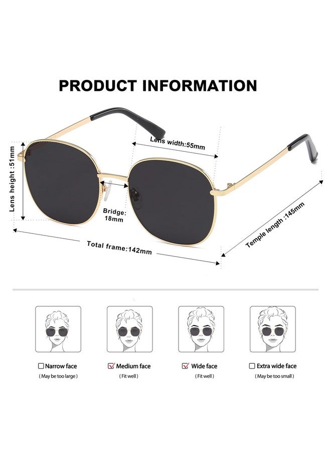 Sojos Classic Trendy Square Sunglasses For Women Men Cute Big Frame Gold Shades Sj1137, Bright Gold/Grey  - Image 4