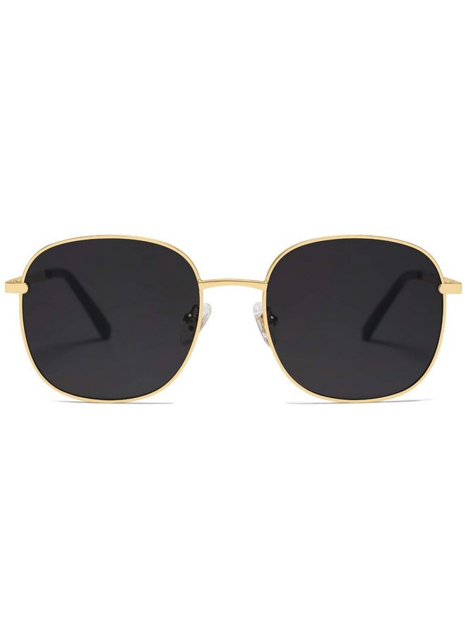 Sojos Classic Trendy Square Sunglasses For Women Men Cute Big Frame Gold Shades Sj1137, Bright Gold/Grey  - Image 1