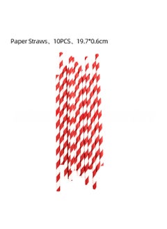 Arabest New Ladybug Party Supplies Kit for Birthday Red striped paper straw 10PCS 