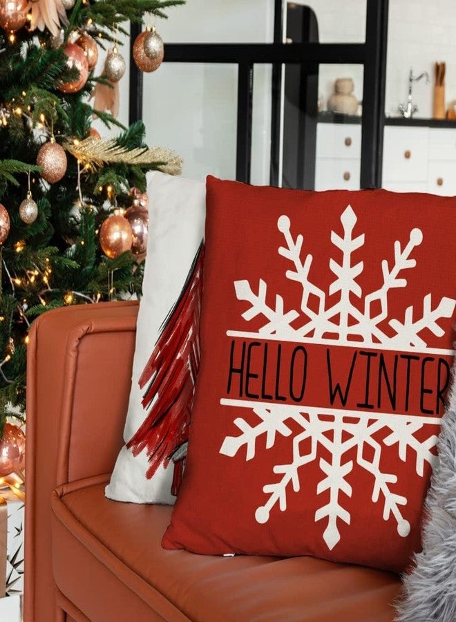 GEEORY Christmas Pillow Covers 18x18 Set of 4 for Xmas Decorations Buffalo Plaid Check Christmas Tree Joy Snow Pillow Cases Winter Holiday Throw Pillows Farmhouse Decor for Couch - Image 4