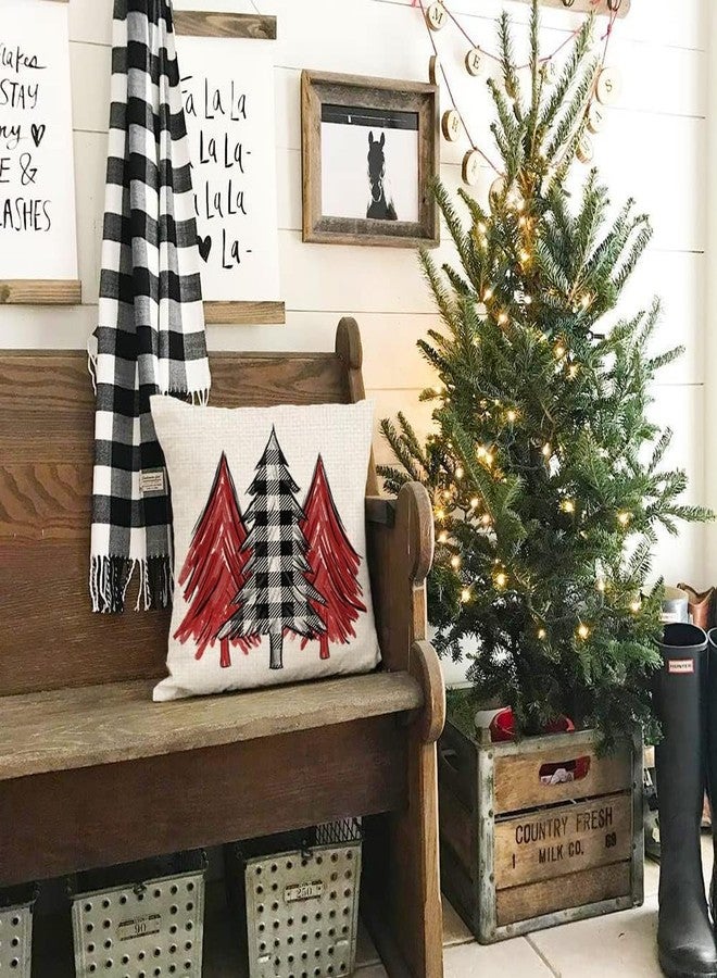 GEEORY Christmas Pillow Covers 18x18 Set of 4 for Xmas Decorations Buffalo Plaid Check Christmas Tree Joy Snow Pillow Cases Winter Holiday Throw Pillows Farmhouse Decor for Couch - Image 5