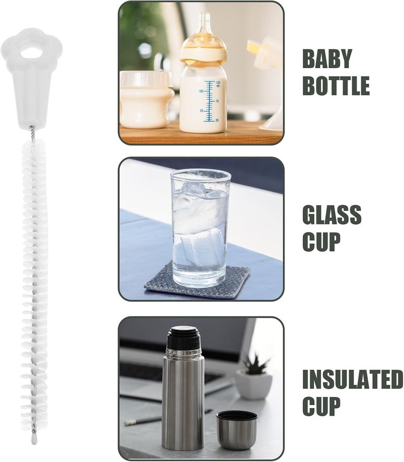 Straw Brush Cleaner and Bottle Cleaning Brush 20.3×2.8cm White for Milk Bottles Teapot Spouts and Narrow Pipe Cleaning in Kitchen and Household Use - Image 5