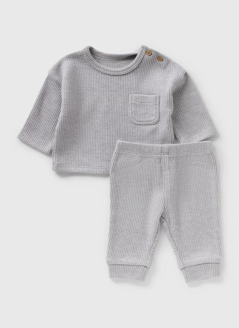Matalan Baby Grey Brushed Top & Legging Set