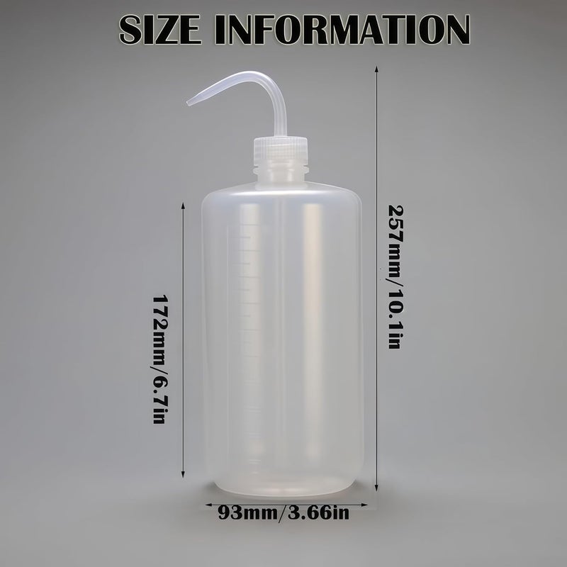 VANTOBEST 2-Pack 1000ml/34oz Clear Plastic Squeeze Tattoo Bottle with Scaled Narrow Mouth, Watering Tool for Gardening & Lab - Image 3