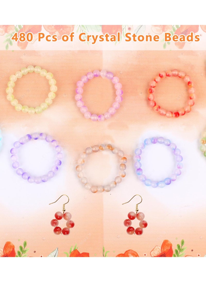 480 Pcs 8mm Glass Beads for Jewelry Making, 24 Colors Crystal Beads Bracelet Making Kit for Bracelet Making and DIY Crafts, Candy Style Perfect Beading Supplies for DIY Jewelry - Image 4