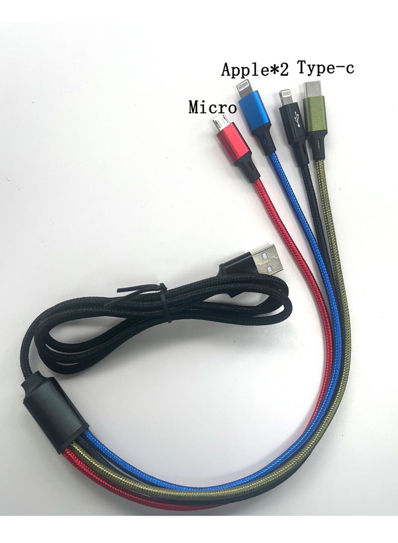 4 in 1 USB Charge Cord  Charging Cable(2 Apple/1 Type-c/1 micro adapter cable) and Micro USB Data Sync Cable for Smart Phone, tablet and other - Image 2