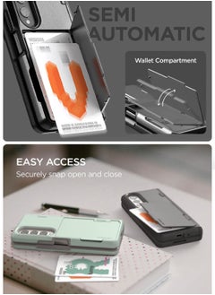 VRS Design Terra Guard Modern GO [Hinge Protection] for Samsung Galaxy Z Fold 4 Case Cover with [2 Card Holder Compartment] & Front Screen Protector - Metal Black  - Image 4