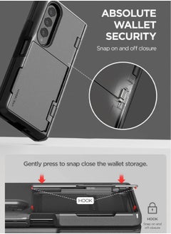 VRS Design Terra Guard Modern GO [Hinge Protection] for Samsung Galaxy Z Fold 4 Case Cover with [2 Card Holder Compartment] & Front Screen Protector - Metal Black  - Image 5