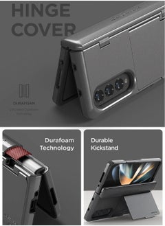 VRS Design Terra Guard Modern GO [Hinge Protection] for Samsung Galaxy Z Fold 4 Case Cover with [2 Card Holder Compartment] & Front Screen Protector - Metal Black  - Image 3