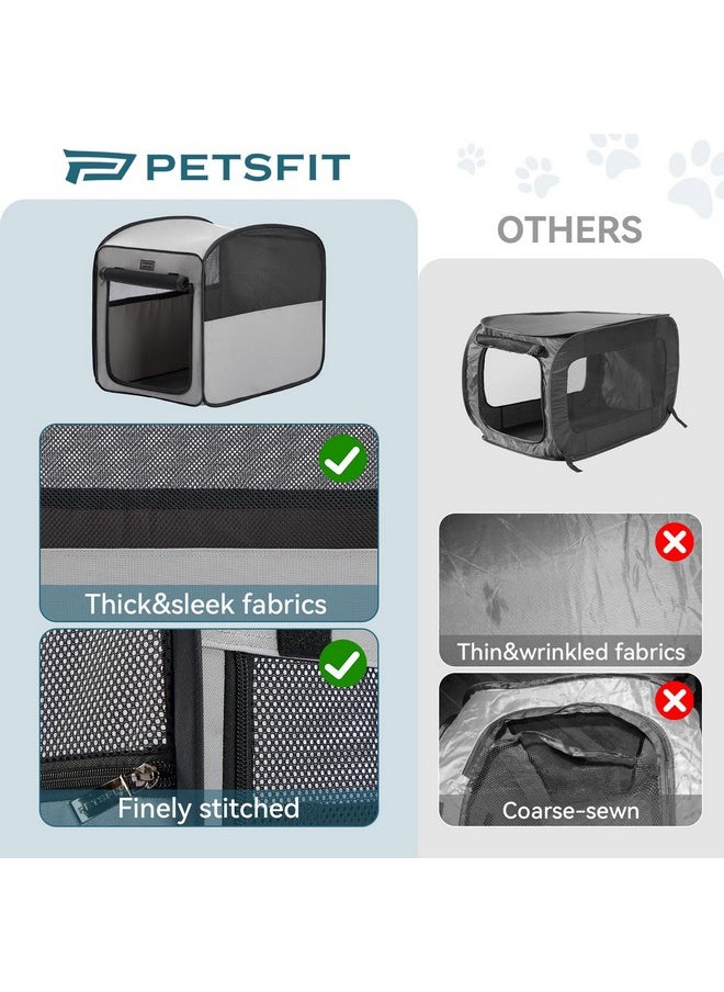 Petsfit Petsfit Portable Dog Crate，Pop Up Dog Crate for Medium Dogs，Waterproof Pet Cage Dog Kennel for Indoor/Outdoor，Lightweight Dog Carrier for Travelling，Grey  - Image 2