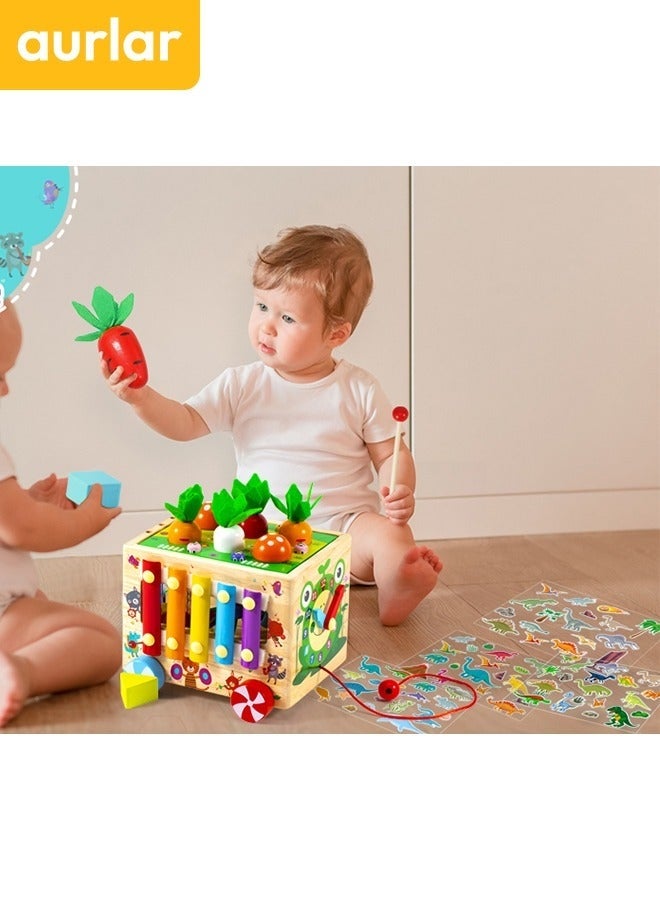 Aurlar Montessori Wooden Activity Cube - 9-in-1 Educational Toy for Toddlers 1-3, Interactive Learning and Developmental Play, Perfect Gift for Boys & Girls, Stacking Nesting Toys - Image 5