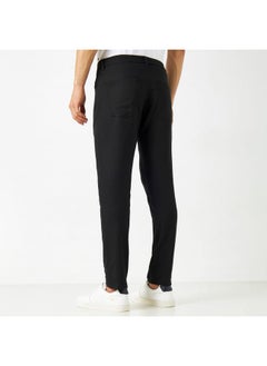 Iconic Iconic Solid Slim Fit Pants with Pockets  - Image 3