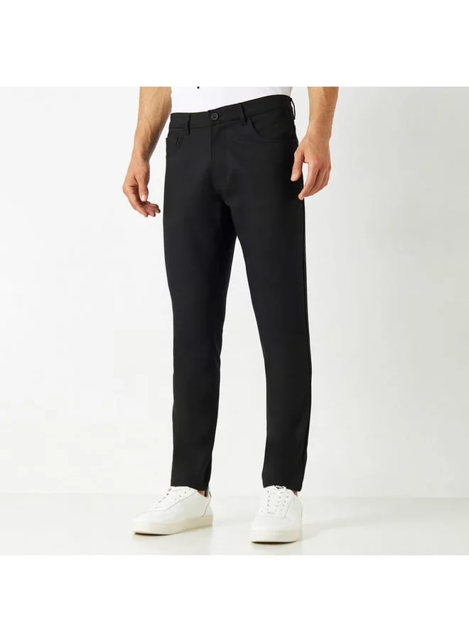 Iconic Iconic Solid Slim Fit Pants with Pockets