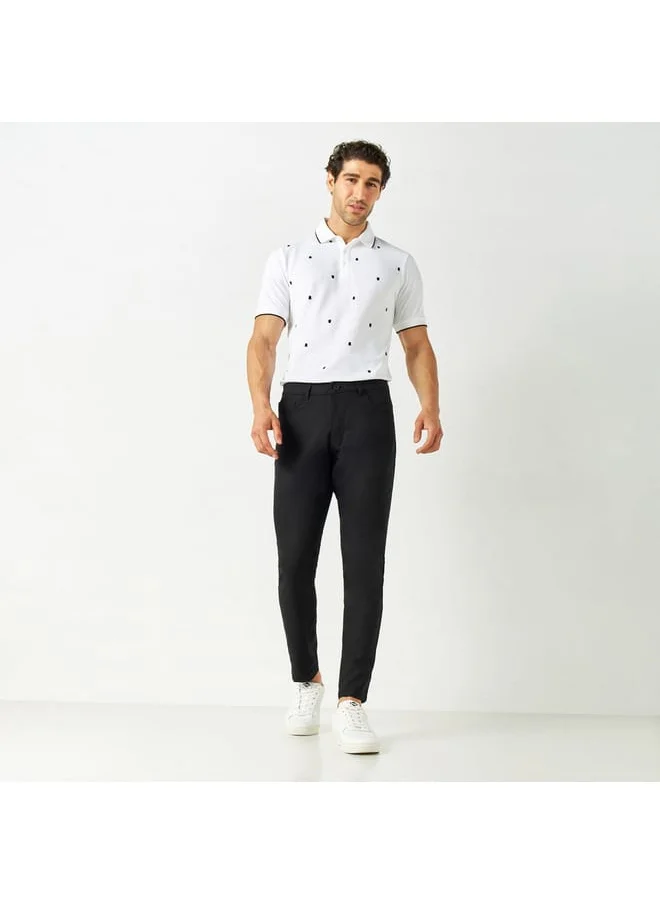 Iconic Iconic Solid Slim Fit Pants with Pockets