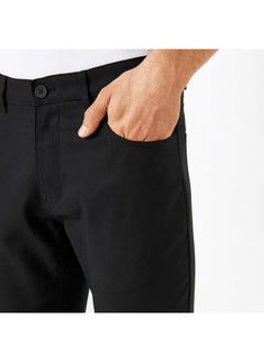 Iconic Iconic Solid Slim Fit Pants with Pockets  - Image 4