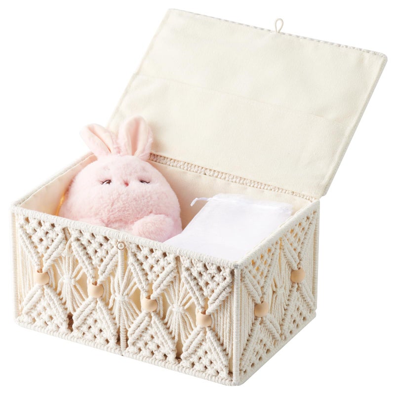 VinneGenzz Macrame Decorative Storage Baskets with Lid Organza Gift Bags - Image 2