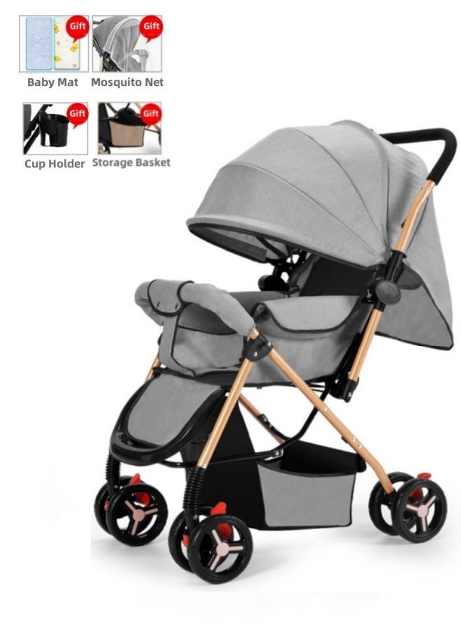 Luxury Baby Travel Stroller with Compact Fold MultiPosition Recline Canopy Baby Stroller, Large Size Breathable Travel Stroller One Foot Double Brake,Interchangeable Tray Armrests Beige - pzsku/Z134A64E36F0BE4261D29Z/45/_/1708314420/2424e6eb-7630-4575-81eb-4ec88e0c1a92