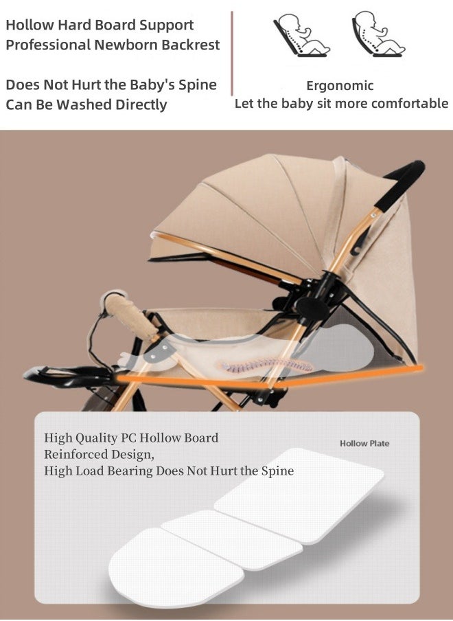 Luxury Baby Travel Stroller with Compact Fold MultiPosition Recline Canopy Baby Stroller, Large Size Breathable Travel Stroller One Foot Double Brake,Interchangeable Tray Armrests Beige - pzsku/Z134A64E36F0BE4261D29Z/45/_/1708314491/3b375df7-c638-4bc1-b1af-1033080b9636