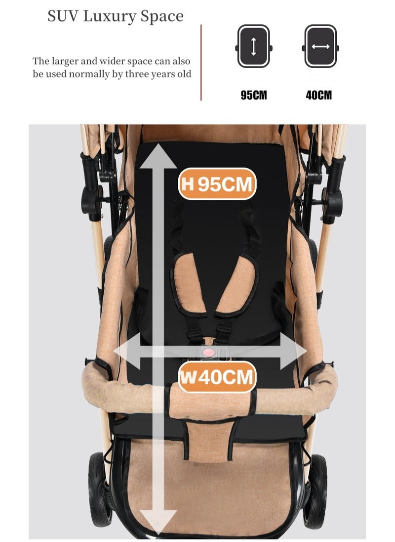 Luxury Baby Travel Stroller with Compact Fold MultiPosition Recline Canopy Baby Stroller, Large Size Breathable Travel Stroller One Foot Double Brake,Interchangeable Tray Armrests Beige - pzsku/Z134A64E36F0BE4261D29Z/45/_/1708314510/140cb4d8-9a8b-4cf8-8a71-e04ae3d0d968