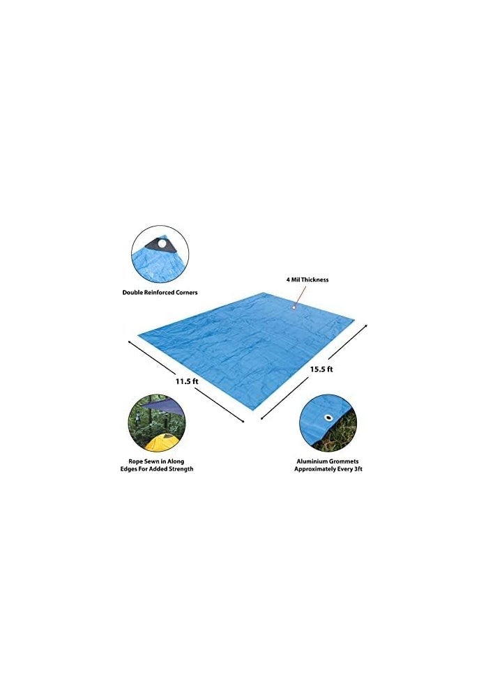 AQ AQSON AQSON Waterproof Ground Cover Tent Shelter Dust-proof Rain Cover Tarpaulin Sheet - 344 x 344 cm, Blue - Image 3