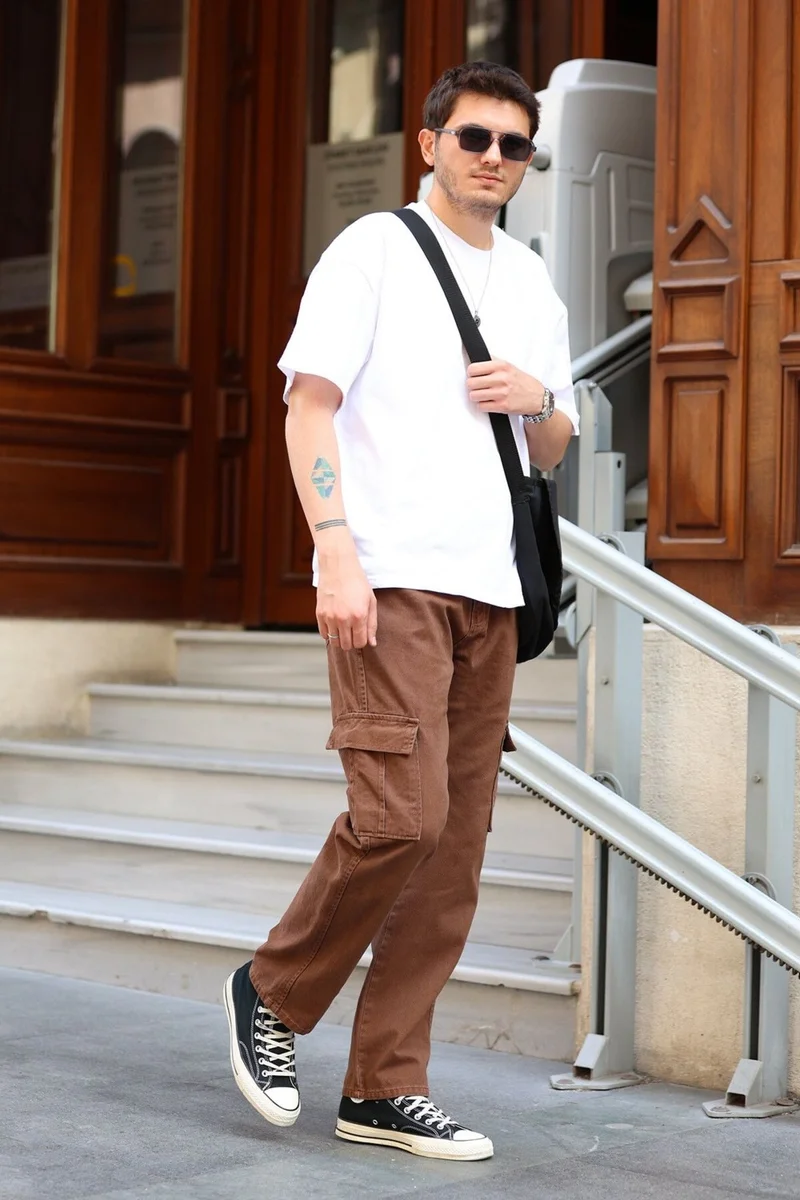 HYMAN CLASSIC Men's Cargo Pocket Baggy Trousers