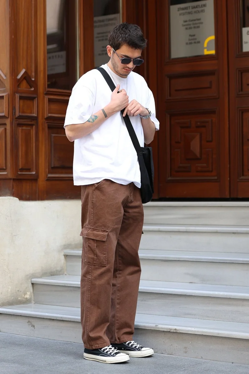 HYMAN CLASSIC Men's Cargo Pocket Baggy Trousers