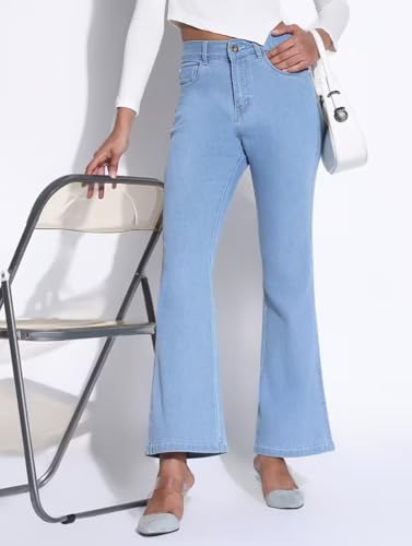 ADBUCKS Bootcut Jeans for Women Bell Bottom Jeans for Women II Wide Leg for Womens (in, Numeric, 30, Light Blue) - Image 4