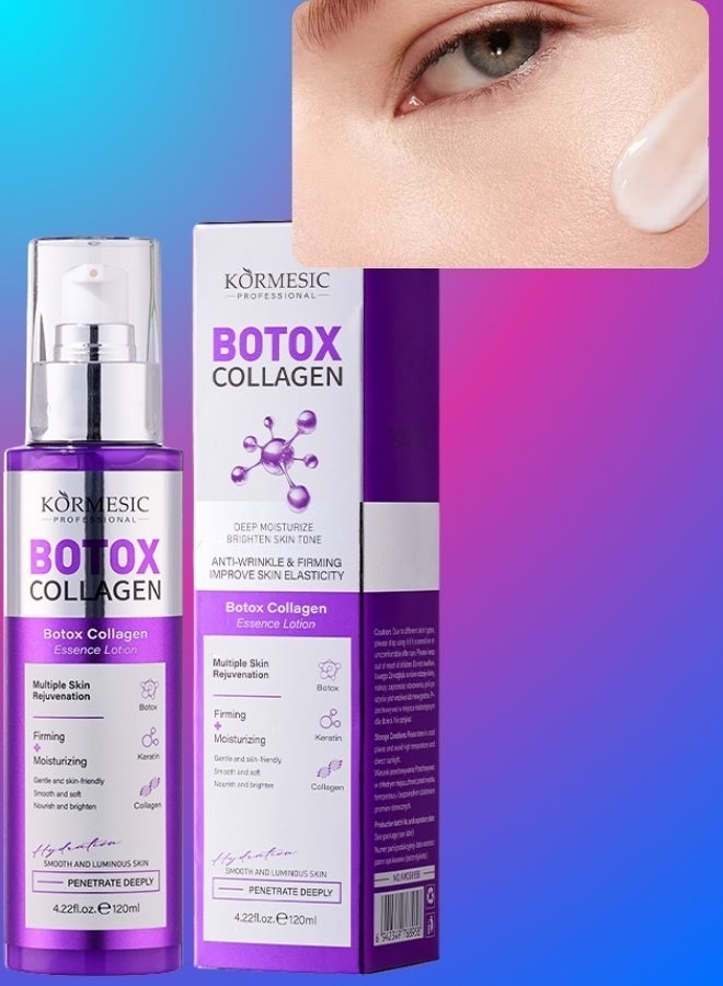 Kormesic Botox Collagen Anti Wrinkle Essence Lotion 120ML Deep Moisturizing Brightening Anti-Wrinkle Firming Botox Collagen Lotion with Hydrolyzed Keratin Gentle Skin Friendly Nourish & Brighten - Image 1