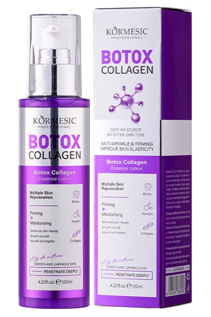 Kormesic Botox Collagen Anti Wrinkle Essence Lotion 120ML Deep Moisturizing Brightening Anti-Wrinkle Firming Botox Collagen Lotion with Hydrolyzed Keratin Gentle Skin Friendly Nourish & Brighten - Image 2